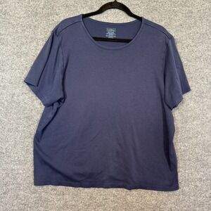 L.L Bean Tshirt Womens 2XL Blue Plus Size 100% Supima Cotton Short Sleeve Casual